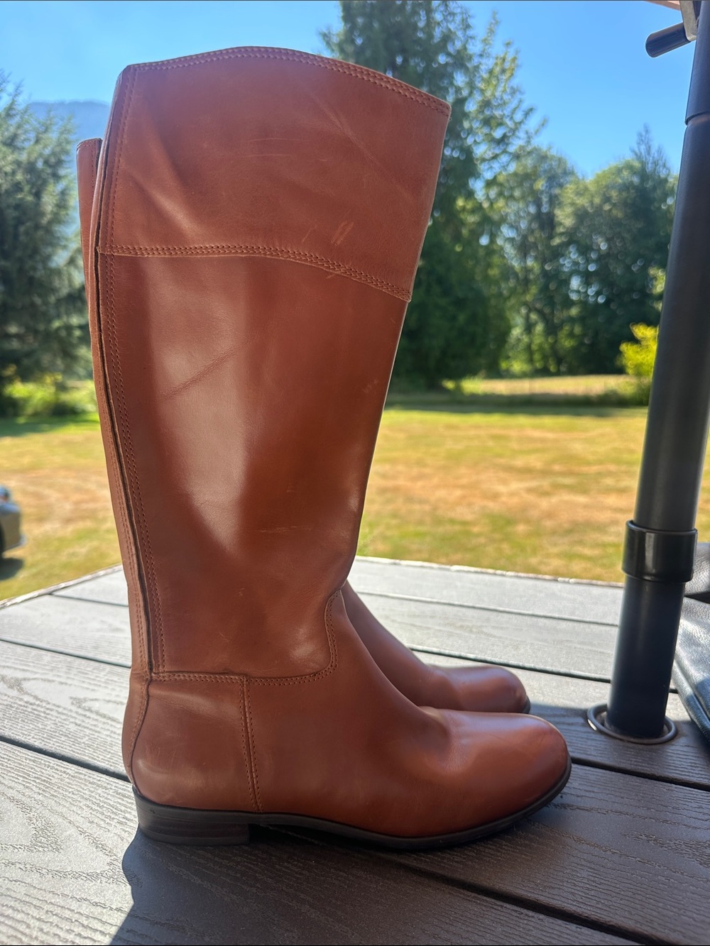 Ciao Bella Leather Cognac Knee High Boots Size 5 1/2